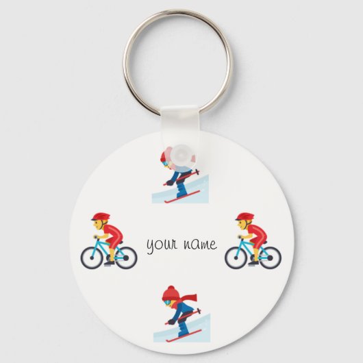 Athletic Emoji und '' Ihr Name hier " Schlüsselanhänger (Vorderseite)