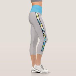 Athletic Floral Strip Yoga Pants Capri Leggings