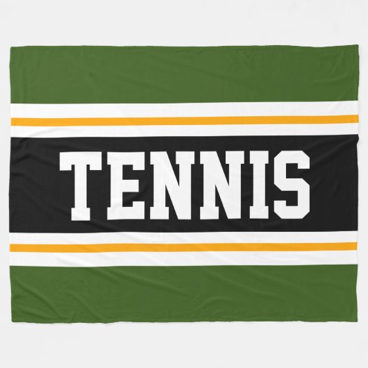Athletic Forest Green Yellow Black TENNIS Streifen Fleecedecke (Vorderseite (Horizontal))