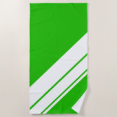 Athletic Fun Tropical Green White Racing Streifen Strandtuch (Vorderseite)