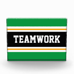 Athletic Green Schwarz-weiß TEAMWORK Stripes Fotoblock