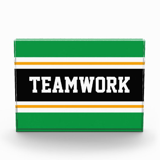Athletic Green Schwarz-weiß TEAMWORK Stripes Fotoblock (Vorderseite)