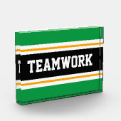 Athletic Green Schwarz-weiß TEAMWORK Stripes Fotoblock (Links)