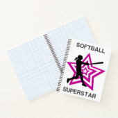 Athletic Pink Star Softball Superstar Grafik Notizblock (Innenseite)