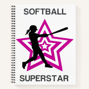 Athletic Pink Star Softball Superstar Grafik Notizblock