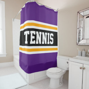 Athletic Royal Purple Orange Weiß TENNIS Streifen Duschvorhang