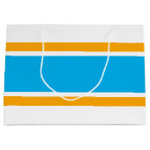 Athletic Sky Blue Gelb Rennstreifen auf Weiß Große Geschenktüte (Vorderseite)
