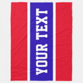 Athletic Sporty Bright Red White Stripes Text Fleecedecke (Vorderseite)