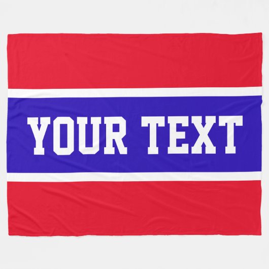 Athletic Sporty Bright Red White Stripes Text Fleecedecke (Vorderseite (Horizontal))