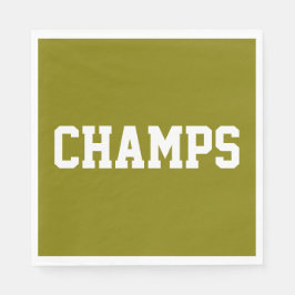 Athletic Sporty Golden Olive CHAMPS White Text  Serviette