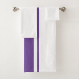 Athletic Sporty Royal Lila White Racing Stripes Badhandtuch Set