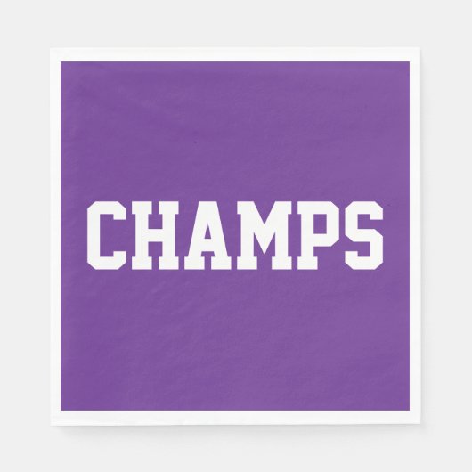 Athletic Sporty Royal Purple CHAMPS White Text Serviette (Vorderseite)