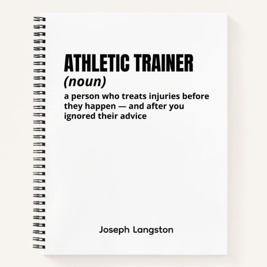 Athletic Trainer Büro Humor Definition Notebook Notizblock (Vorderseite)