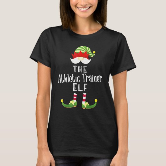 Athletic Trainer Elf Group Weihnachts Pajama Party T-Shirt (Vorderseite)