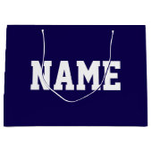 Athletic White YOUR NAME Text auf Deep Navy Blue Große Geschenktüte (Vorderseite)