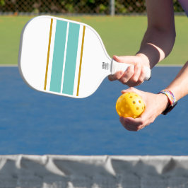 Athletic Wide Aqua Twin Racing Streifen auf Weiß Pickleball Schläger