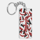 Athletin Name Rot schwarze Mannschaft Farben Volle Schlüsselanhänger (Vorderseite links)