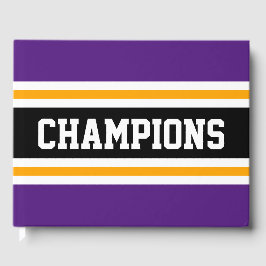 Athletische CHAMPIONEN Fett Lila schwarze Streifen Gästebuch