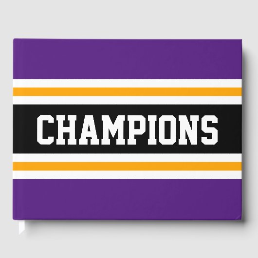 Athletische CHAMPIONEN Fett Lila schwarze Streifen Gästebuch (Vorderseite)