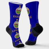 Athletische Crew Sock mit Fahne von Kansas, USA Socken (Gewinkelt)