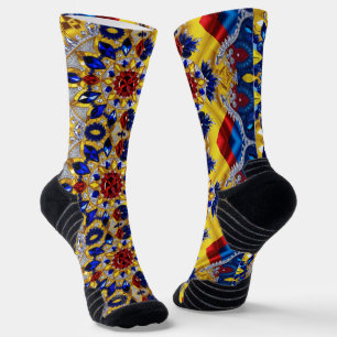 Athletische Crew Sock mit rumänischen Farben Socken