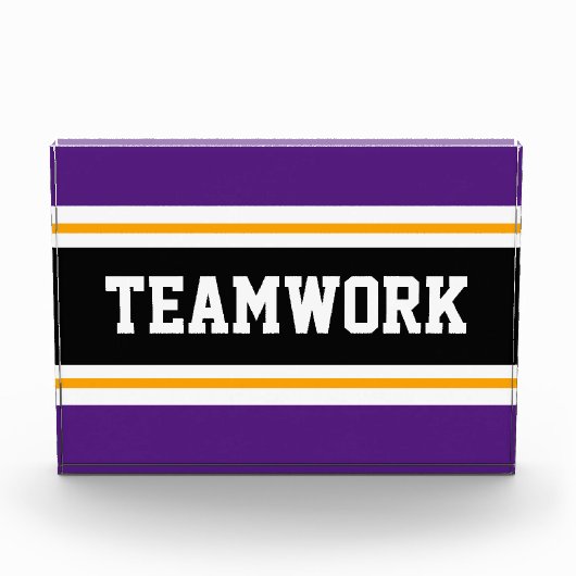 Athletische Lila Schwarz-weiße TEAMWORTLAUT Streif Fotoblock (Vorderseite)