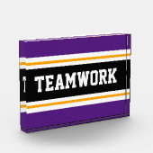 Athletische Lila Schwarz-weiße TEAMWORTLAUT Streif Fotoblock (Links)