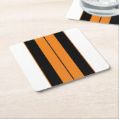 Athletische Schwarz-weiße Bright Orange Racing Str Rechteckiger Pappuntersetzer (angewinkelt)