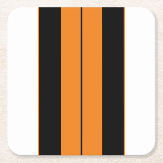 Athletische Schwarz-weiße Bright Orange Racing Str Rechteckiger Pappuntersetzer (Vorderseite)