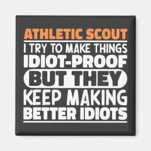 Athletische Scout Ich versuche, Dinge zu machen id Magnet