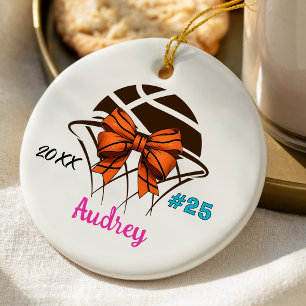 Athletischer Leopard-Bogen Basketball Mädchen Keramik Ornament