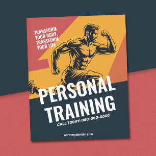 Athletischer Mann in Aktion - Personal Trainer Flyer