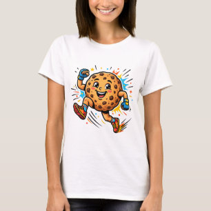 Athletischer Schokoladen-Chip-Kookie-Lauftrickfilm T-Shirt