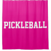 Athletischer weißer PICKLEBALL-Text auf hellblauem Duschvorhang (Vorderseite)