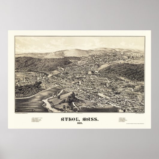 Athol, MA Panorama Karte - 1887 Poster (Vorne)