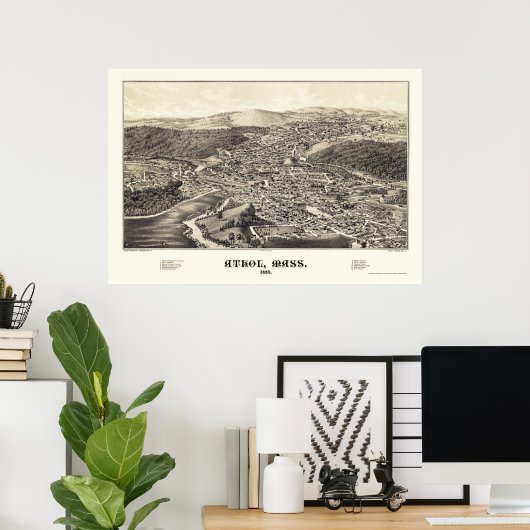 Athol, MA Panorama Karte - 1887 Poster (Heimbüro)