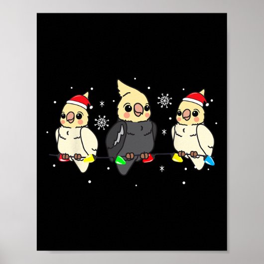 Atiel Bird Christmas Lights Funny Pet Xmas Geschen Poster (Vorne)