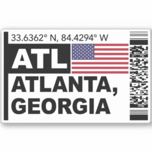 ATL Atlanta Bordkarte - Reisen nach Georgia Aufkleber