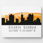 Atlanta City Skyline Map Koordinaten Fotoplatte (Vorderseite)
