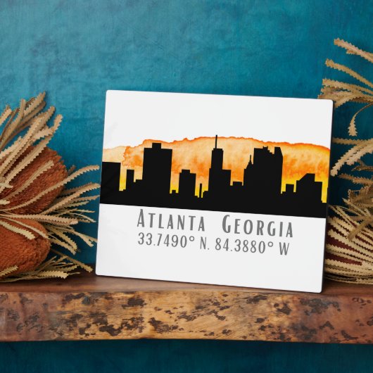 Atlanta City Skyline Map Koordinaten Fotoplatte (Seite)