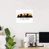 Atlanta City Skyline Map Koordinaten Poster (Heimbüro)