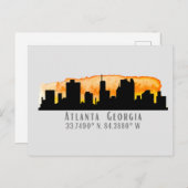 Atlanta City Skyline Map Koordinaten Postkarte (Vorne/Hinten)