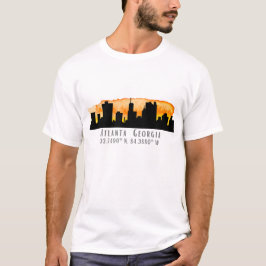 Atlanta City Skyline Map Koordinaten T-Shirt