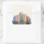 Atlanta | City Skyline Quadratischer Aufkleber (Tasche)