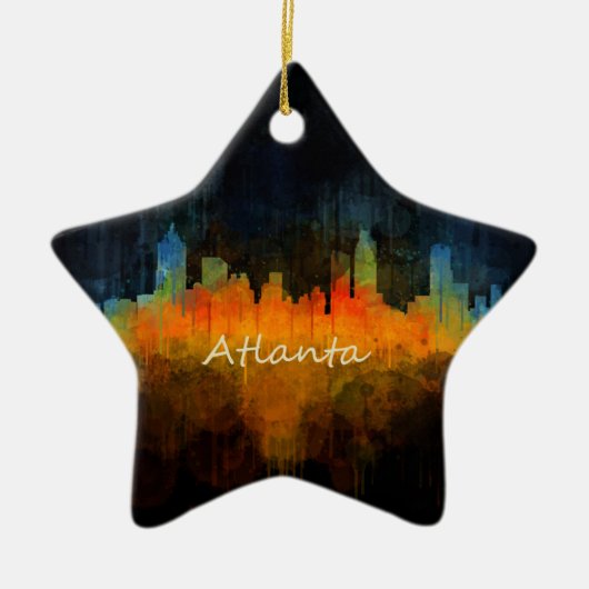 Atlanta City Watercolor Skyline v4 Dark Keramik Ornament (Vorne)