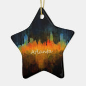 Atlanta City Watercolor Skyline v4 Dark Keramik Ornament (Links)