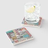 Atlanta Collage Untersetzer, Retro Atlanta, Atlant Steinuntersetzer (Seitenansicht)