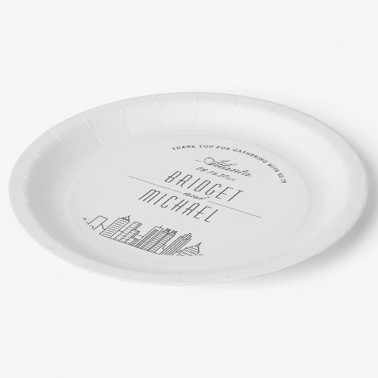 Atlanta Deko Skyline | Hochzeitsveranstaltung Pappteller (Schrägansicht)