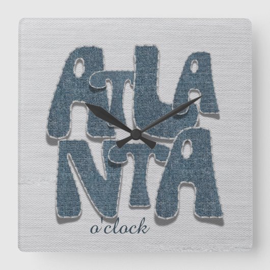 Atlanta Denim Letter Wanduhr (Vorderseite)