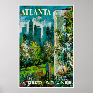Atlanta-Druck Georgia-Reiseplakat Delta-Schild Poster